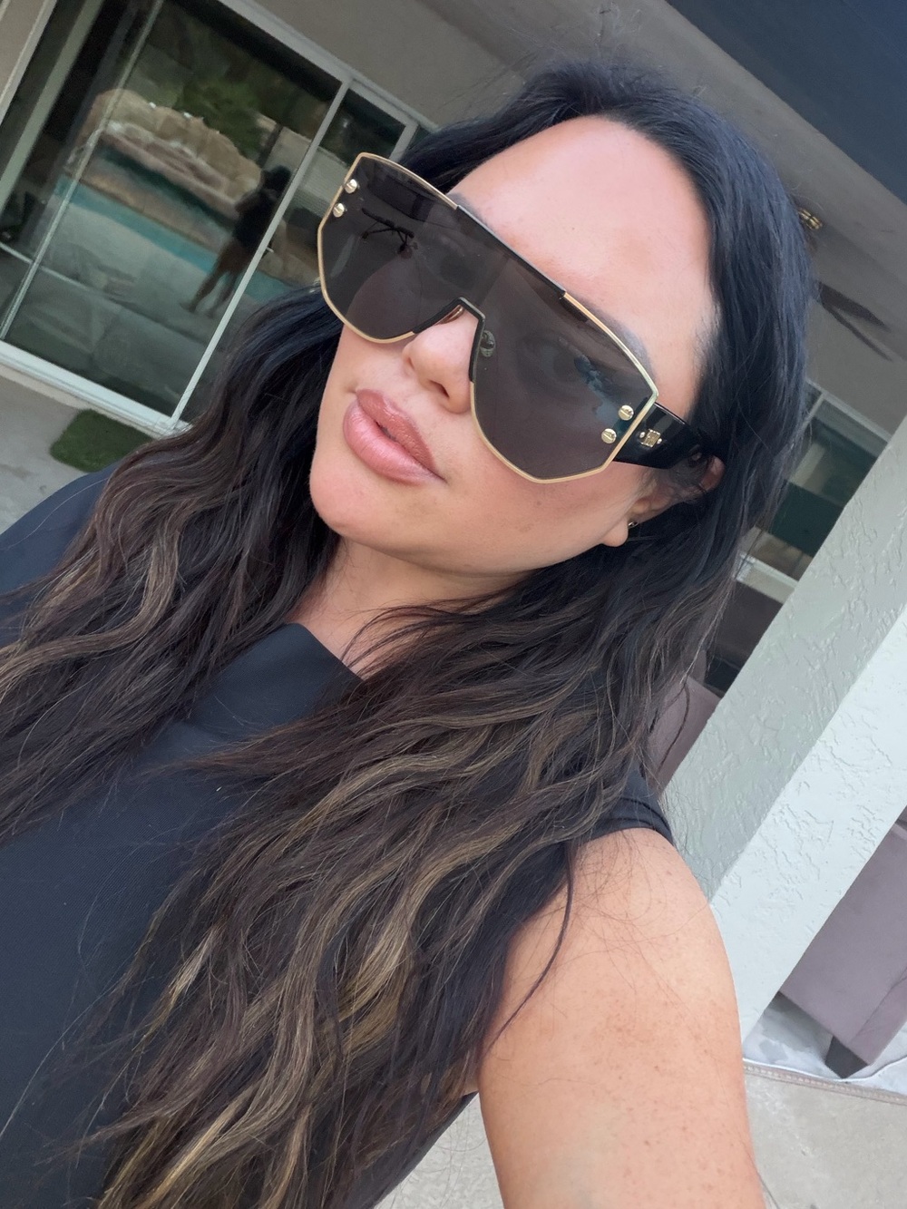 Dior Black and Gold Shield Sunglasses